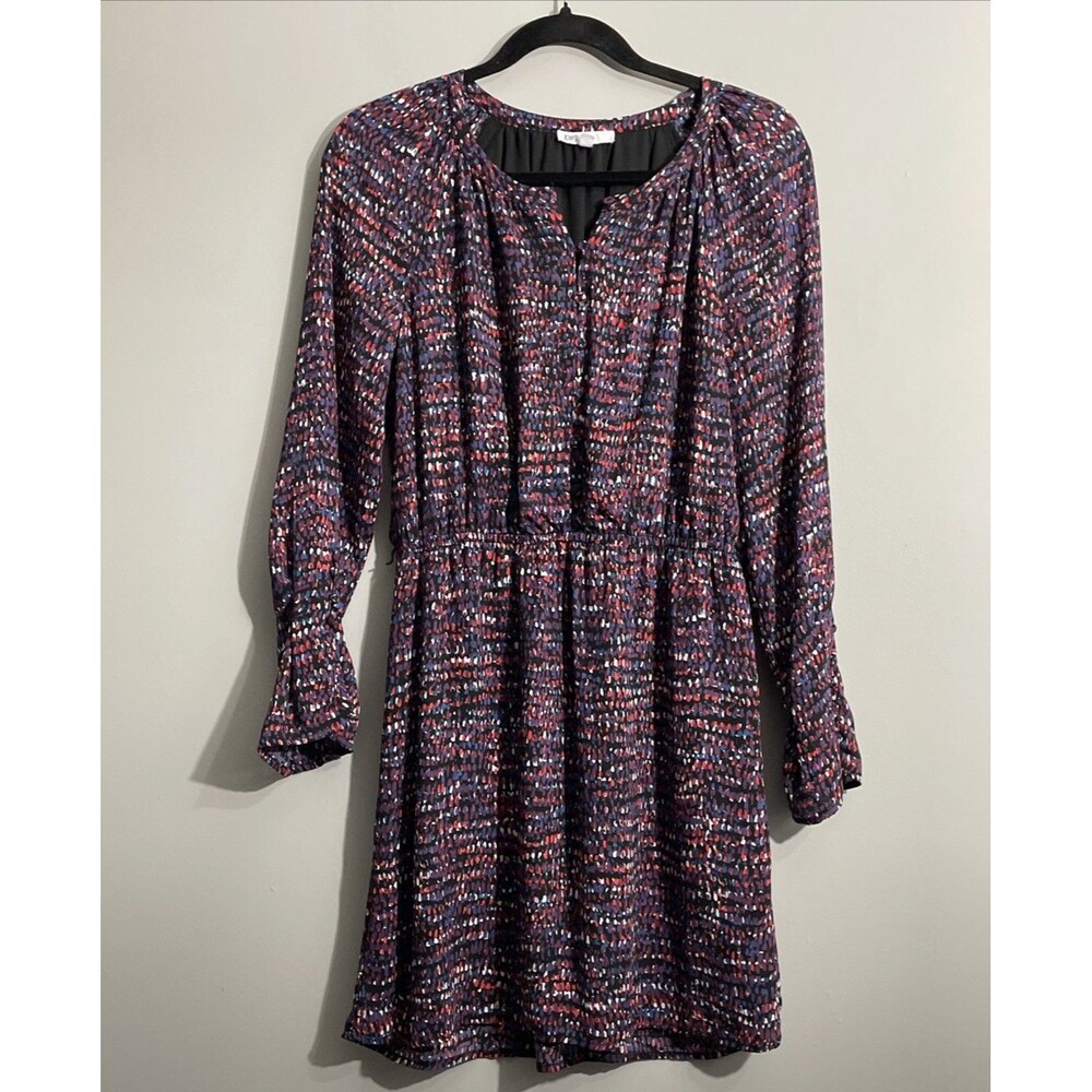 DR2 Abstract Women’s Abstract Print V-Neck Button Front Midi Dress Size Small